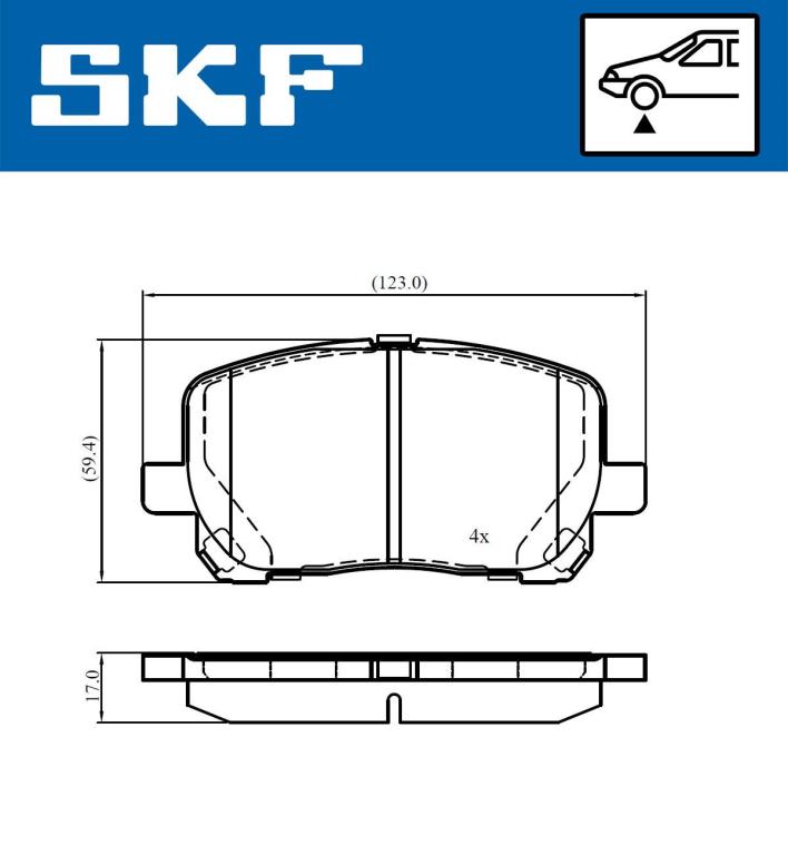 Jogo de 4 pastilhas de travão SKF ref. VKBP 80943